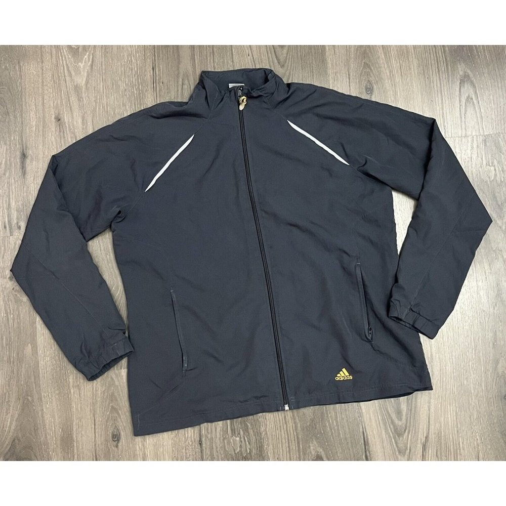 Adidas Windbreaker Jacket Womens Large Gray Full Zip Vented Running